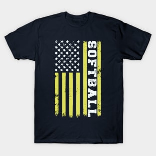 Softball American Flag T-Shirt
